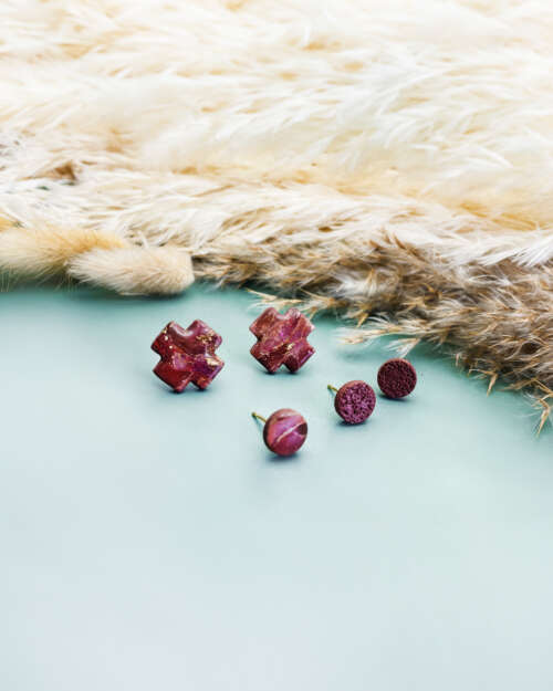 Burgundy Marble Petite Studs Pack - Image 2