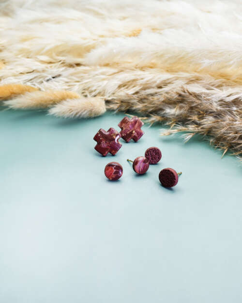 Burgundy Marble Petite Studs Pack - Image 3