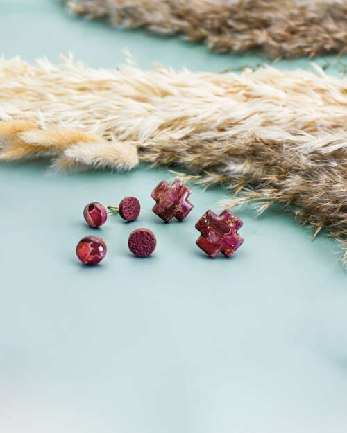 Burgundy Marble Petite Studs Pack - Image 4