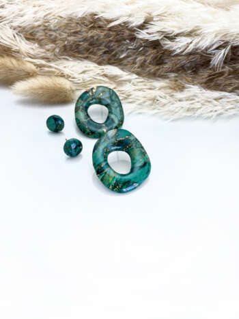 Forest Marble Donut Statement Stud Set