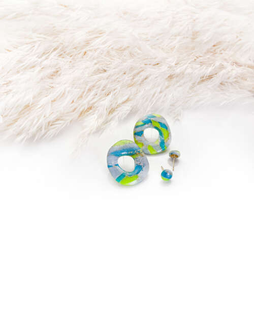 Exotic Marble Donut Statement Studs Set - Image 2