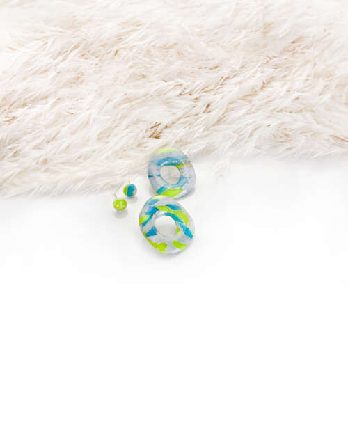 Exotic Marble Donut Statement Studs Set - Image 4